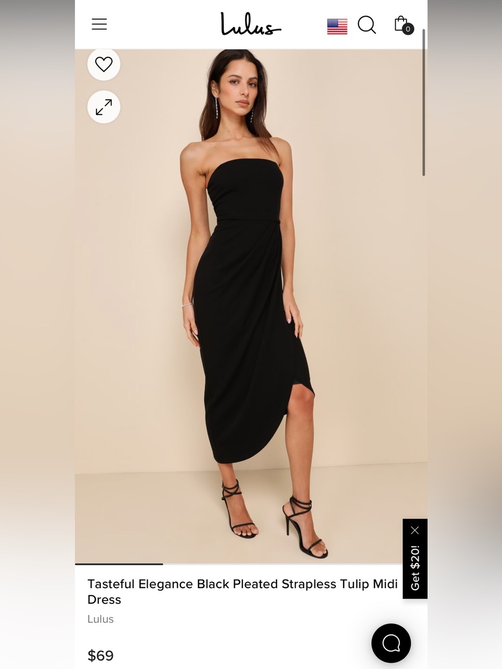 Lulu's Black Strapless Midi Dress with Back Zipper